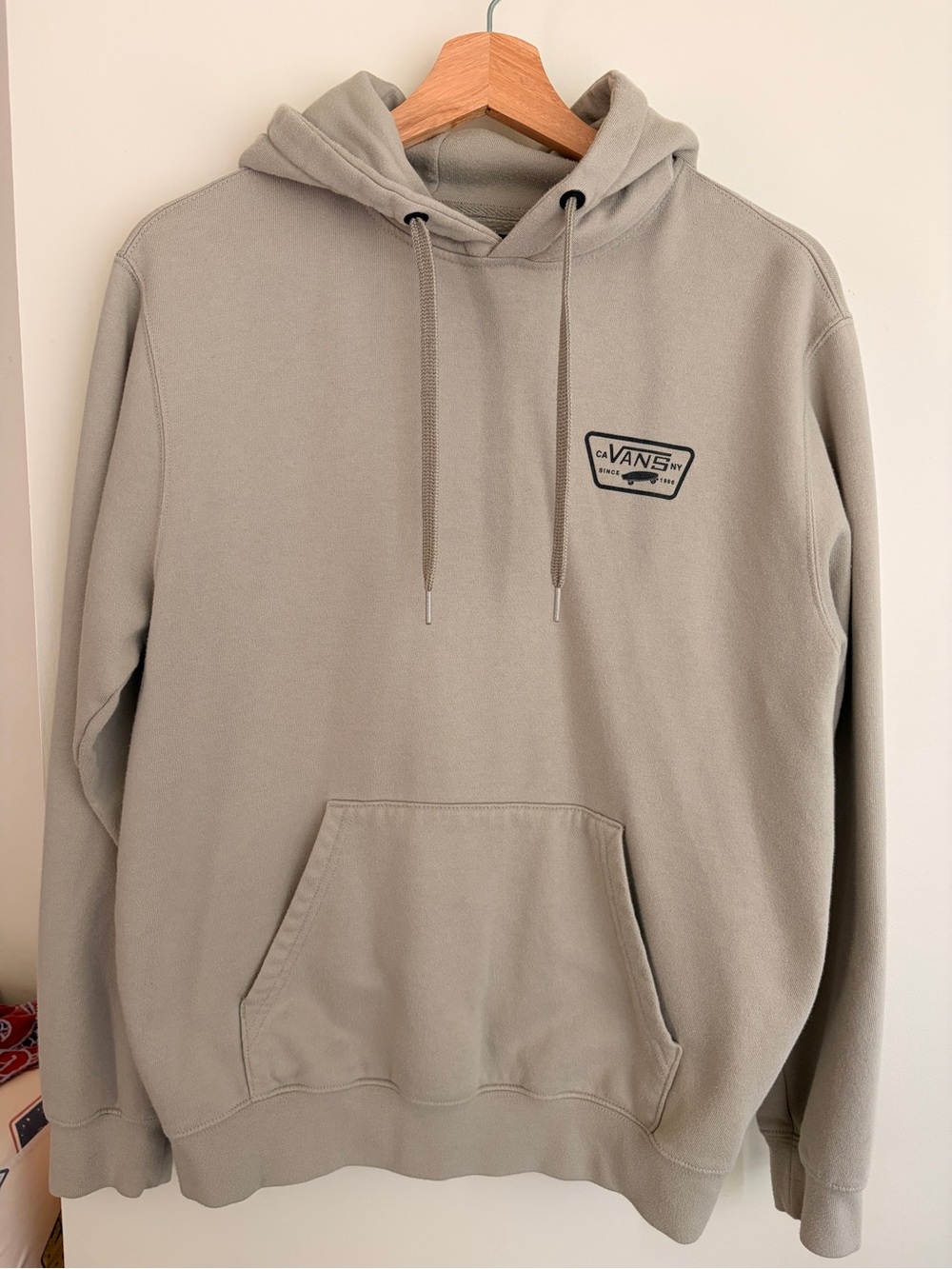 Vans Men's Pullover Hoodie in Sage Green with Black Logo